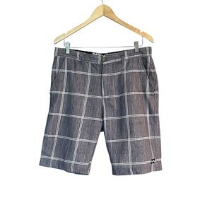 Billabong Men's Size 32 Hybrid HydroStretch Platinum Stretch Gray Plaid Shorts